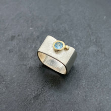 Load image into Gallery viewer, Blue Topaz Bezel Ring Size 7.5
