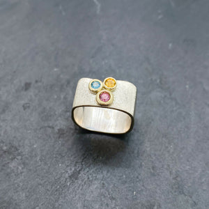 Tri-Colour Bezel Ring Size 9.5