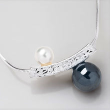 Load image into Gallery viewer, Balance Yin Yang Pearl and Hematite Slider Necklace