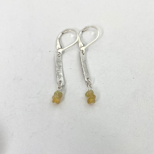 Hammered Birch with mini Opals Earrings