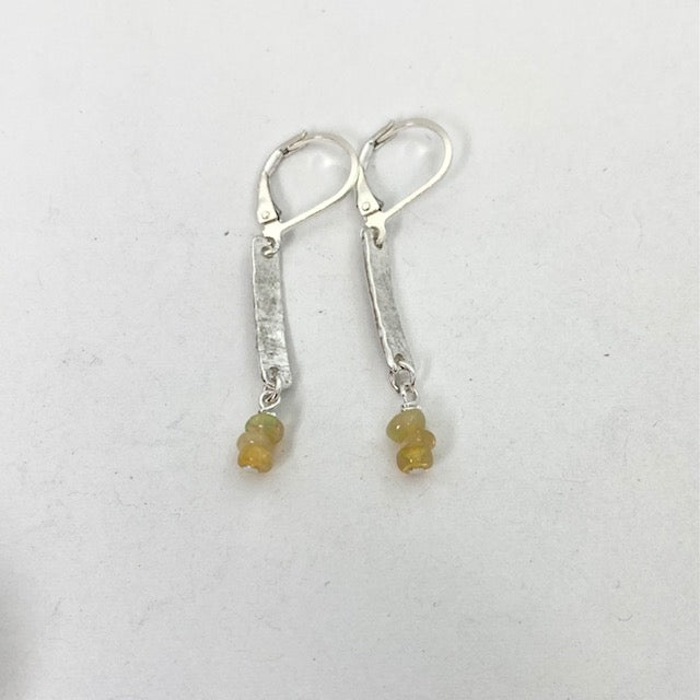 Hammered Birch with mini Opals Earrings