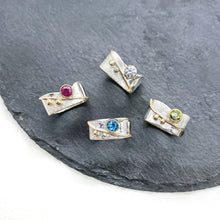 Load image into Gallery viewer, Square Stacking Blossom Ring with Colored Stones