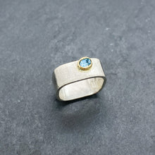 Load image into Gallery viewer, Blue Topaz Bezel Ring Size 8