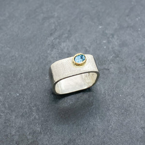 Blue Topaz Bezel Ring Size 8