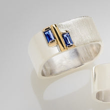 Load image into Gallery viewer, Stacking Blue Sapphire Bar Ring
