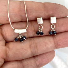 Load image into Gallery viewer, Square Stud Earrings with Mini Sapphires