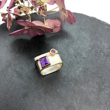 Load image into Gallery viewer, Skinny Amethyst Bezel Stacking Ring Size 9