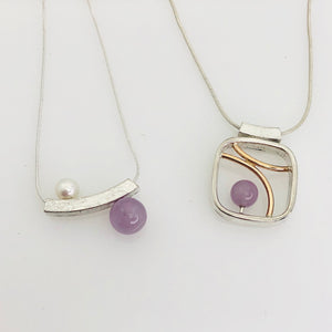 Balance Pearl and Amethyst Slider Necklace