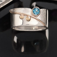 Load image into Gallery viewer, Stacking Wave Necklace &amp; Blossom Blue Topaz Ring