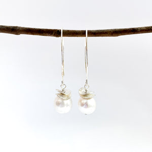 Acorn White Pearl Earrings