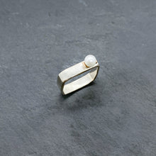 Load image into Gallery viewer, Medium Pearl &amp; Gold Square Stacking Rings