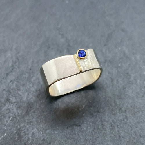 Blue Sapphire Bezel Ring Size 10