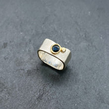 Load image into Gallery viewer, Blue Sapphire Bezel Ring Size 6