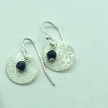 Load image into Gallery viewer, Scribbled Disc with Mini Sapphire earrings