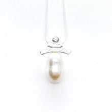 Load image into Gallery viewer, Balance White CZ and Pearl Inukshuk Slider Necklace
