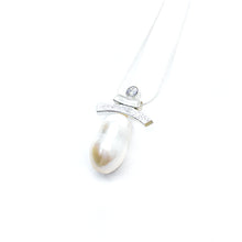 Load image into Gallery viewer, Balance White CZ and Pearl Inukshuk Slider Necklace