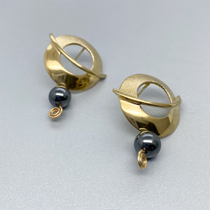 Balance Orbit Vermeil Gold with Hematite Stud Earrings