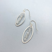 Load image into Gallery viewer, Open Hammered Leaf with Aquamarine stick Earrings
