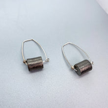 Load image into Gallery viewer, Silver Oxidized Cylindrical Earrings
