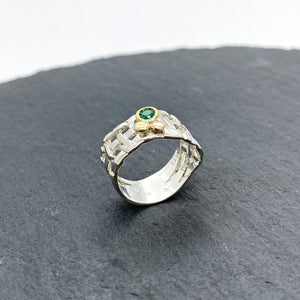 Woven Basket Emerald Bezel Ring