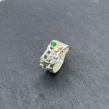 Load image into Gallery viewer, Woven Basket Emerald Bezel Ring