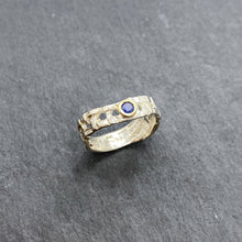 Load image into Gallery viewer, Skinny Woven Basket Blue Sapphire Bezel Ring