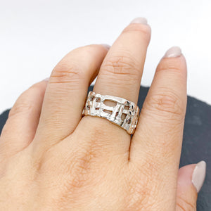 Woven Basket Silver Ring