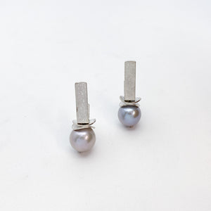 Grey Pearl Acorn Earrings