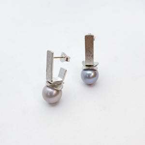 Grey Pearl Acorn Earrings