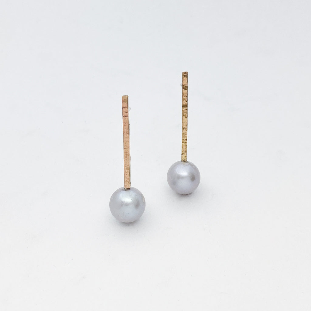 Grey Pearl Gold-Filled Earrings