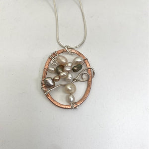 Woven Pearl Copper Necklace