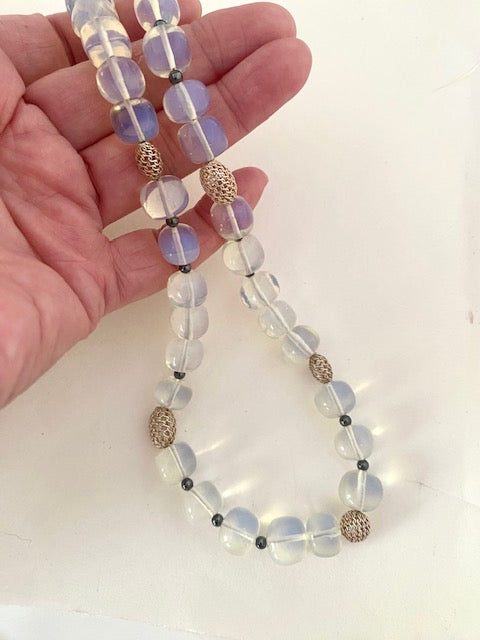 Silver Opalite & Hematite Necklace