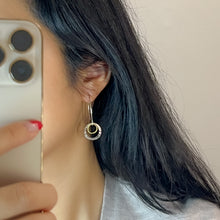 Load image into Gallery viewer, Two-Toned Hammered Dangle Earrings