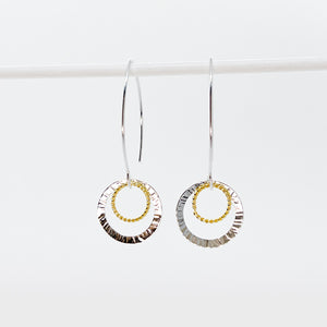 Two-Toned Hammered Dangle Earrings