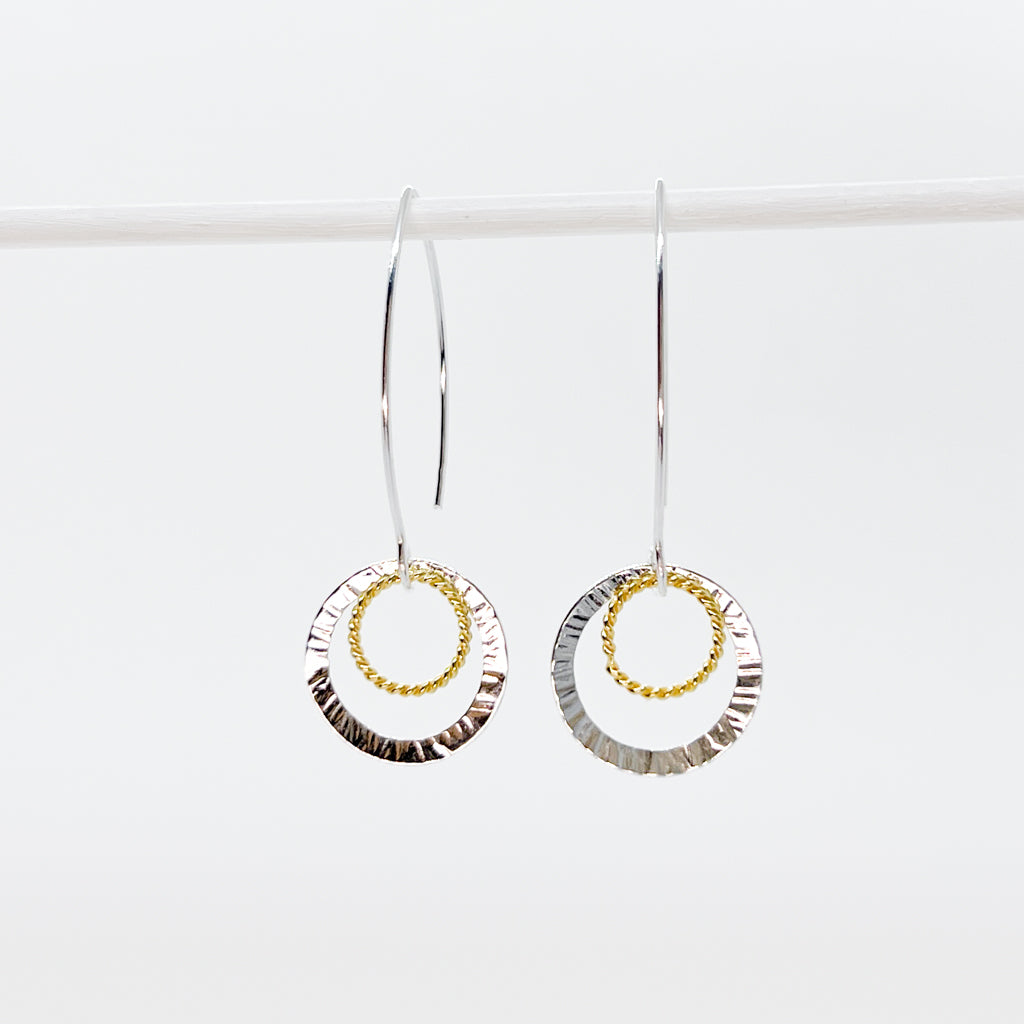 Two-Toned Hammered Dangle Earrings