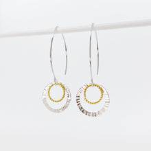 Load image into Gallery viewer, Two-Toned Hammered Dangle Earrings