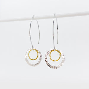 Two-Toned Hammered Dangle Earrings