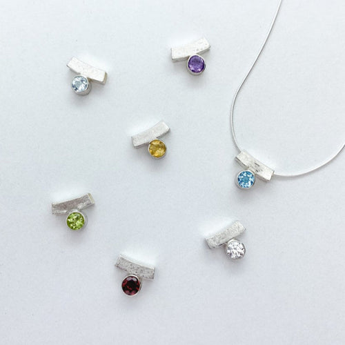 Balance Bezel Set Birthstone Necklace