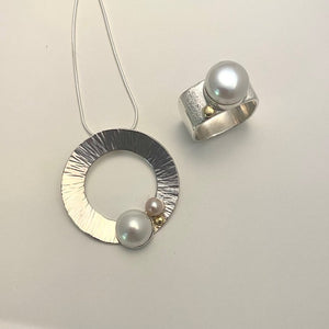 Large Mabe Pearl and Gold Ring