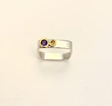 Load image into Gallery viewer, Medium Square Stacking Ring with 18kt set Amethyst &amp; Citrine