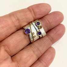 Load image into Gallery viewer, Square Stacking Blossom Ring with Colored Stones
