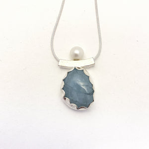 Blue Aqua and Silver Necklace