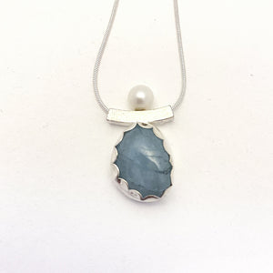 Blue Opal and Silver Necklace