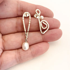 Dancing Silver and Pearl Earrings