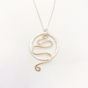 Gold Filled Squiggle and Silver Necklace