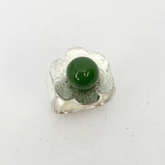 Large Square BC Jade Flower Ring