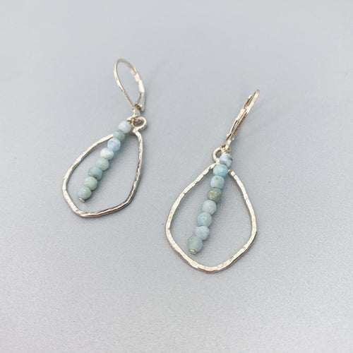 Aquamarine Hammered Earrings