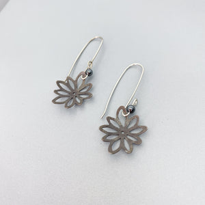 Oxidized Silver Flower Earrings