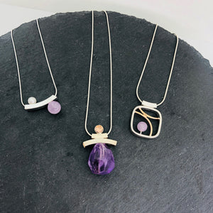 Balance Pearl and Amethyst Slider Necklace