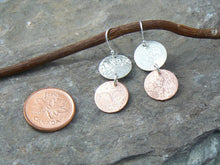Load image into Gallery viewer, Double Scribbled Silver and Copper Earrings